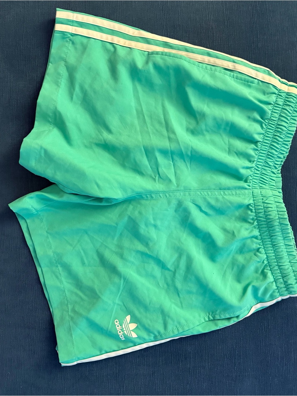 adidas Green Athletic Shorts with White Stripes
